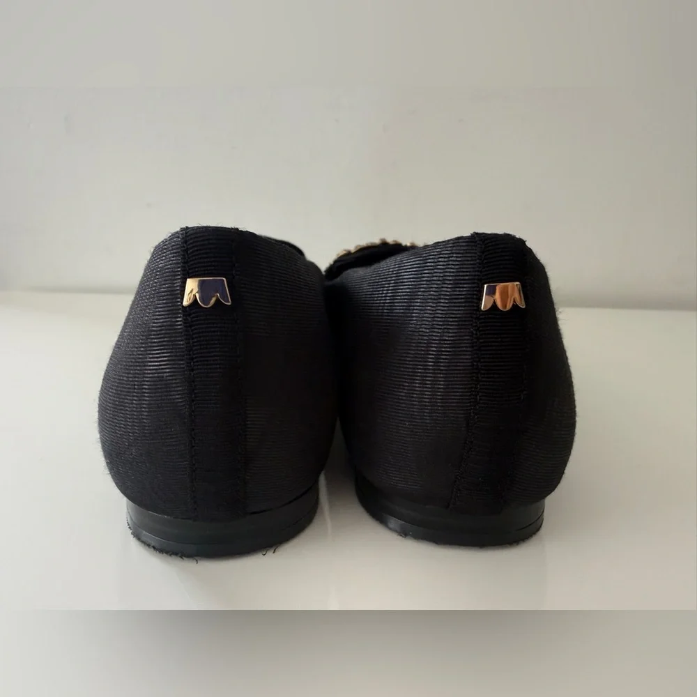 BIRDIES Jeweled Loafers Shoes Black Satin Size 9 - Picture 3 of 5